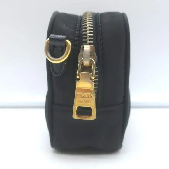 Prada Tessuto Mini Camera Crossbody Bag Black Nylon & Saffiano Leather Clutch - Picture 5 of 15